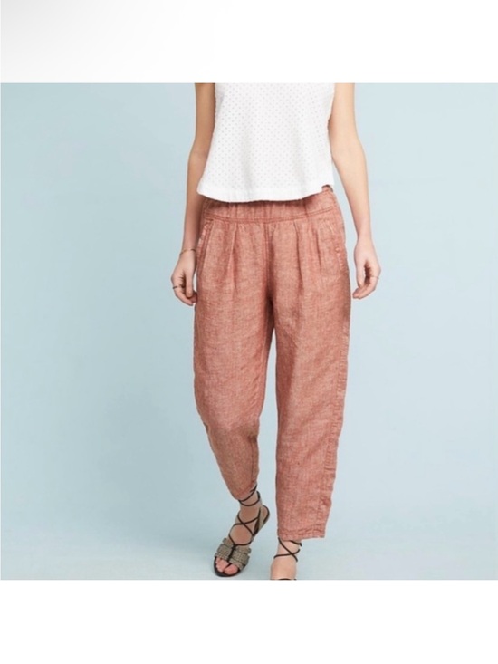 Anthropologie Pants - Anthropologie  Hei Hei Linen Red Wash Heathered Crop Loose Fit Relaxed Pant L